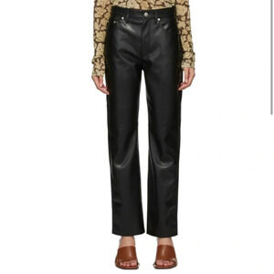 Nanushka Black Vegan Leather Vinni Trousers L NWOT